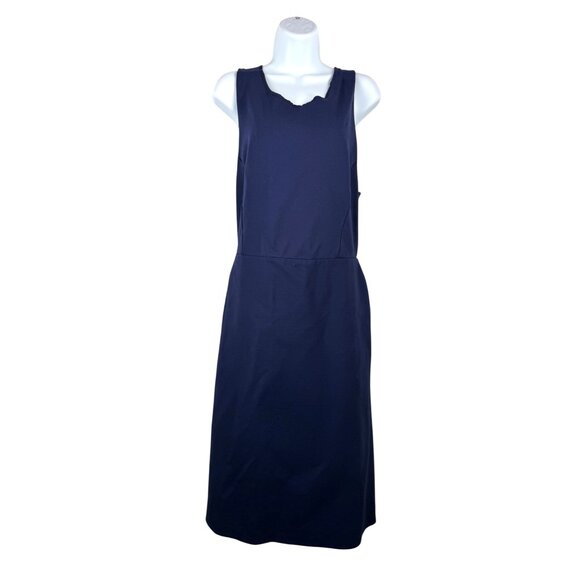 Banana Republic Cross back Ponte Midi Dress modest navy with pockets sz 14 - Picture 1 of 11